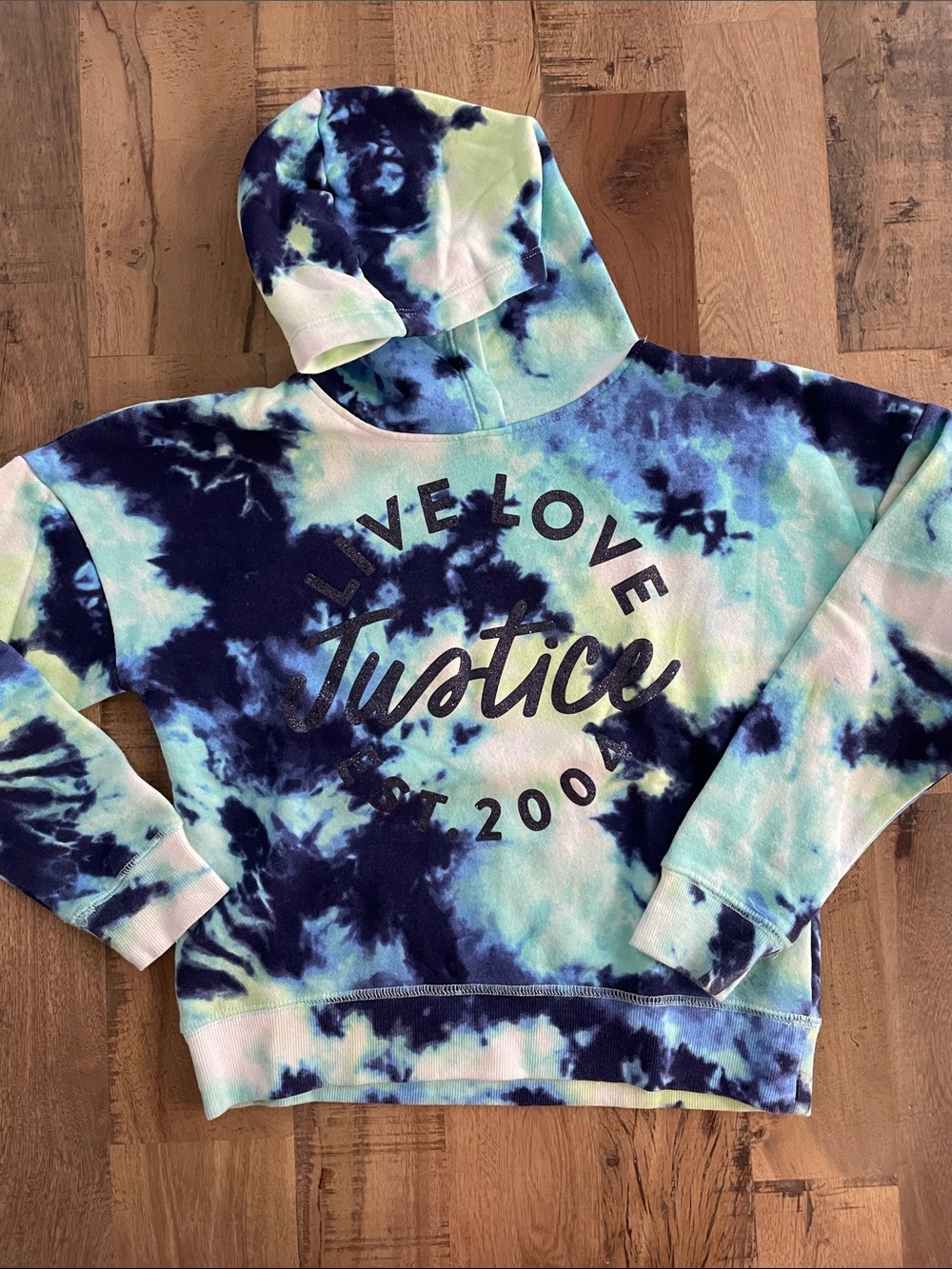Justice Tie-Dye Hoodie - Navy, Light Blue & Mint